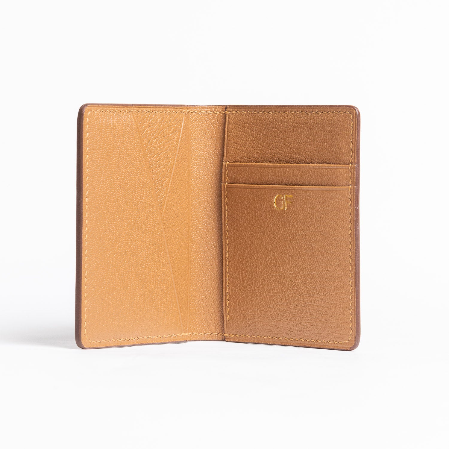 Shell Cordovan & Chèvre Bifold Wallet - Cognac & Gold - Wallets | Gladfellow