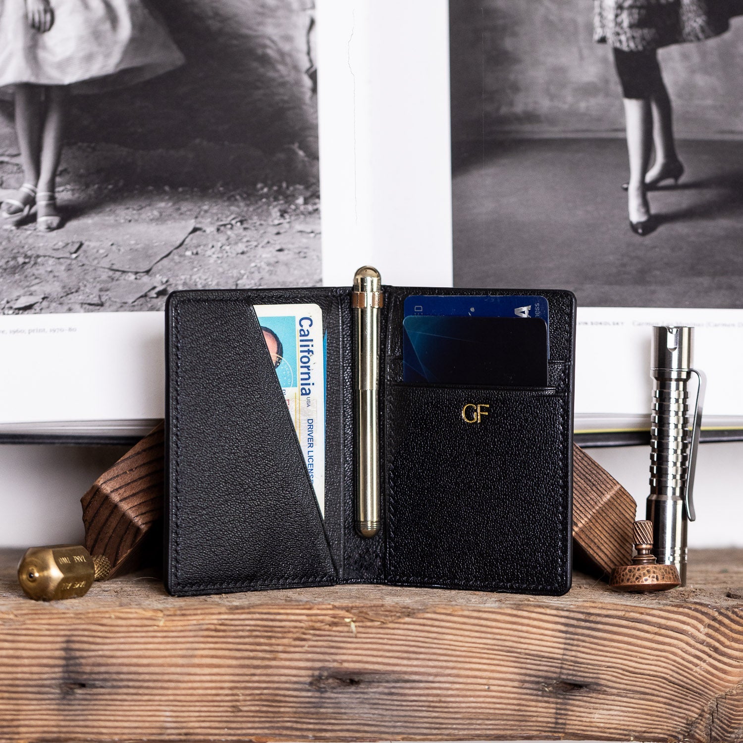 American Alligator & Chèvre Bifold Wallet - Black - Wallets | Gladfellow