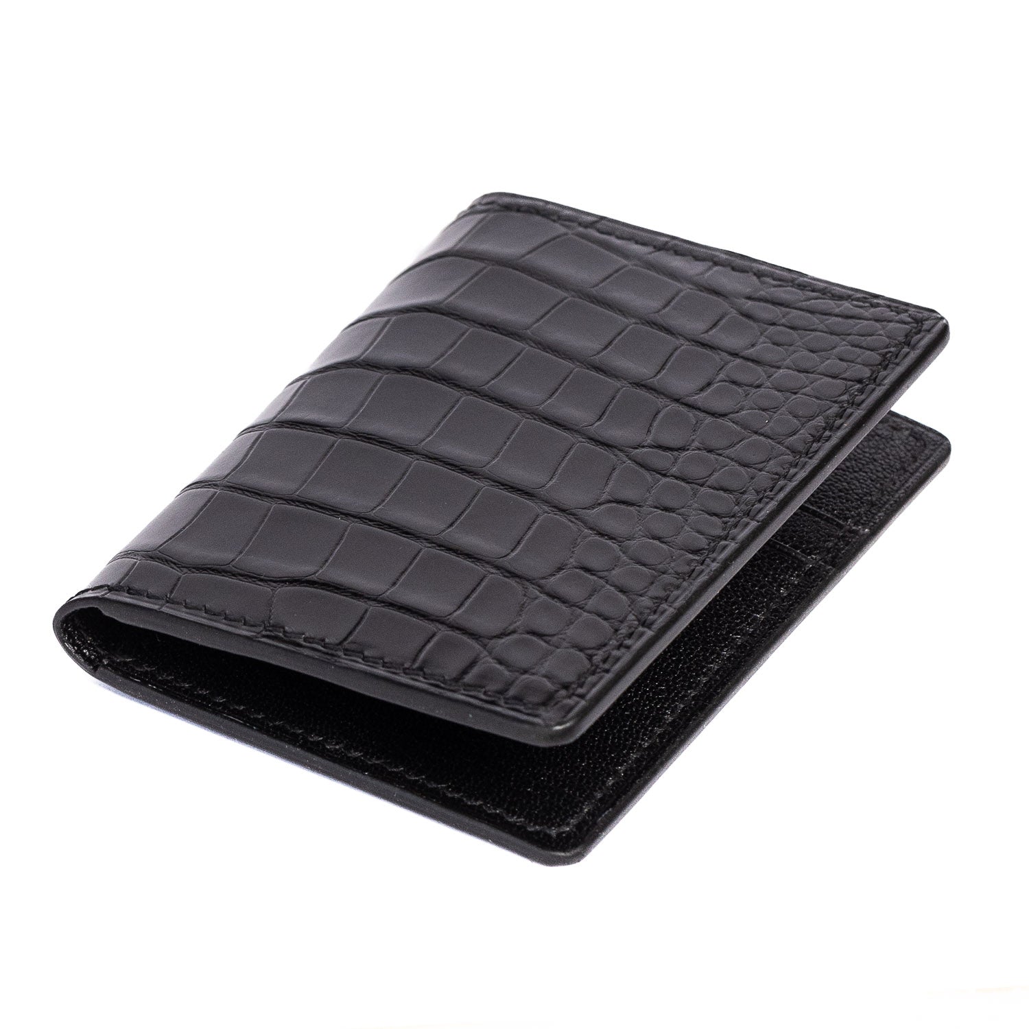 American Alligator & Chèvre Bifold Wallet - Black - Wallets | Gladfellow