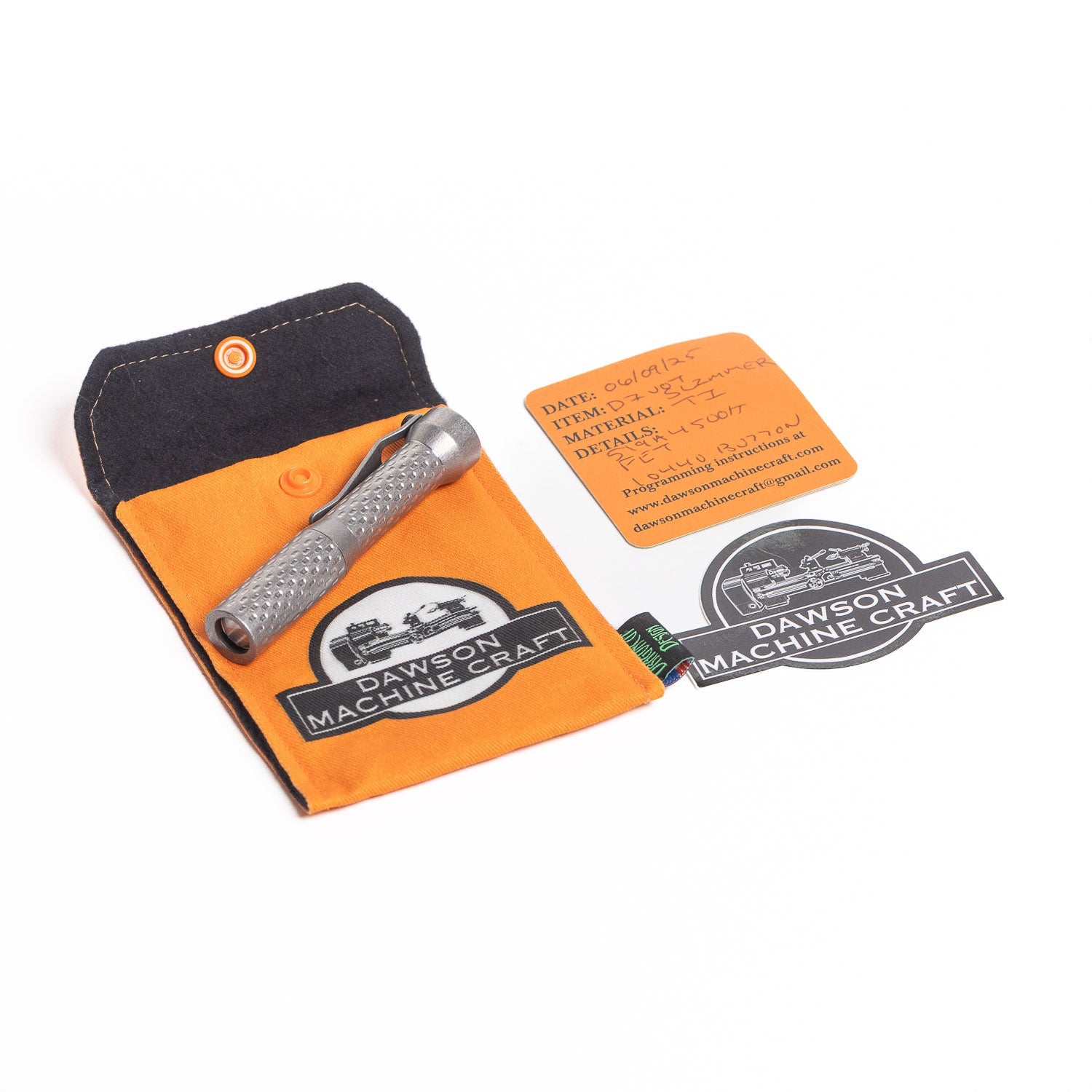 Dawson Machine Craft Divot Slimmer Flashlight - Tumbled Titanium - Flashlight | Gladfellow