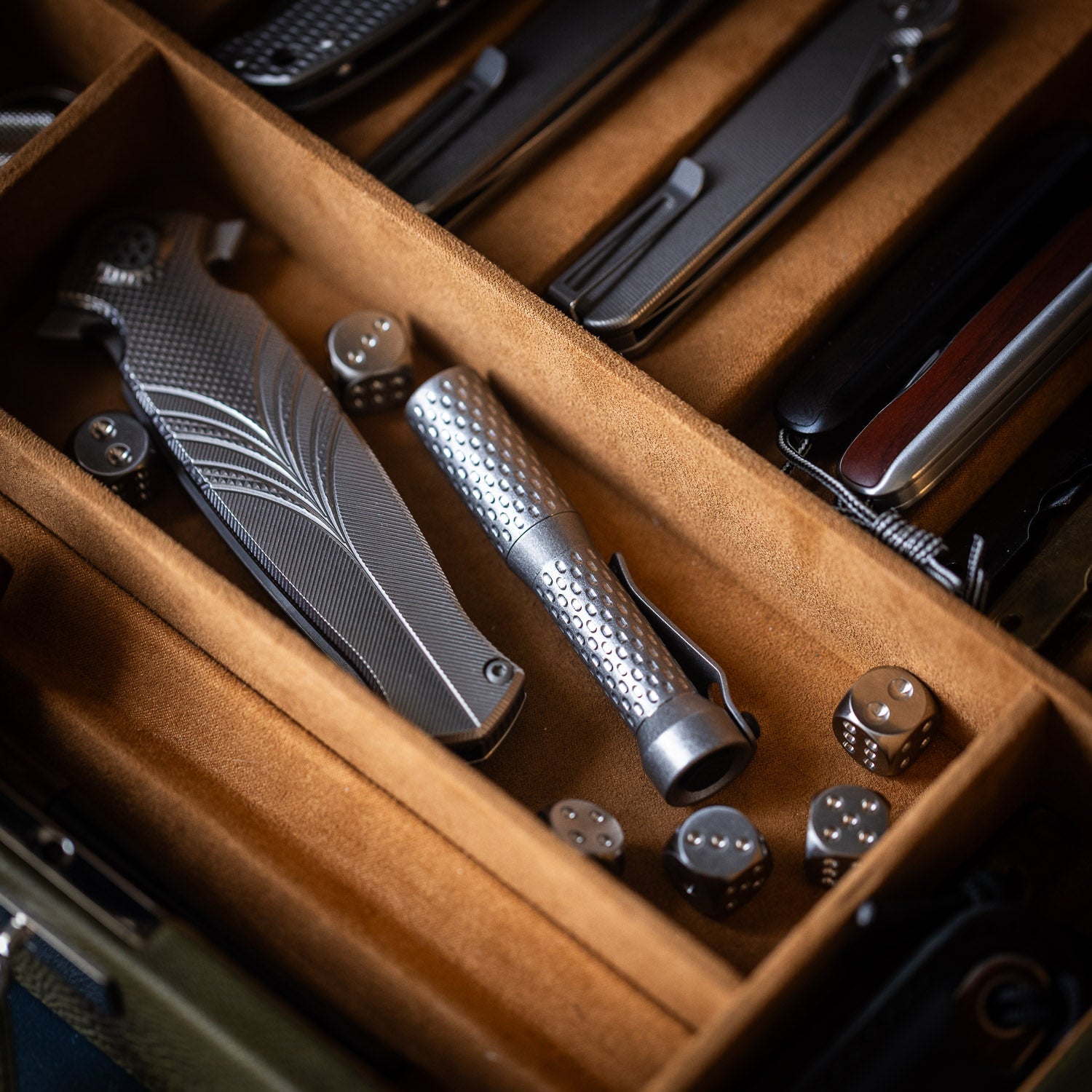 Dawson Machine Craft Divot Slimmer Flashlight - Tumbled Titanium - Flashlight | Gladfellow