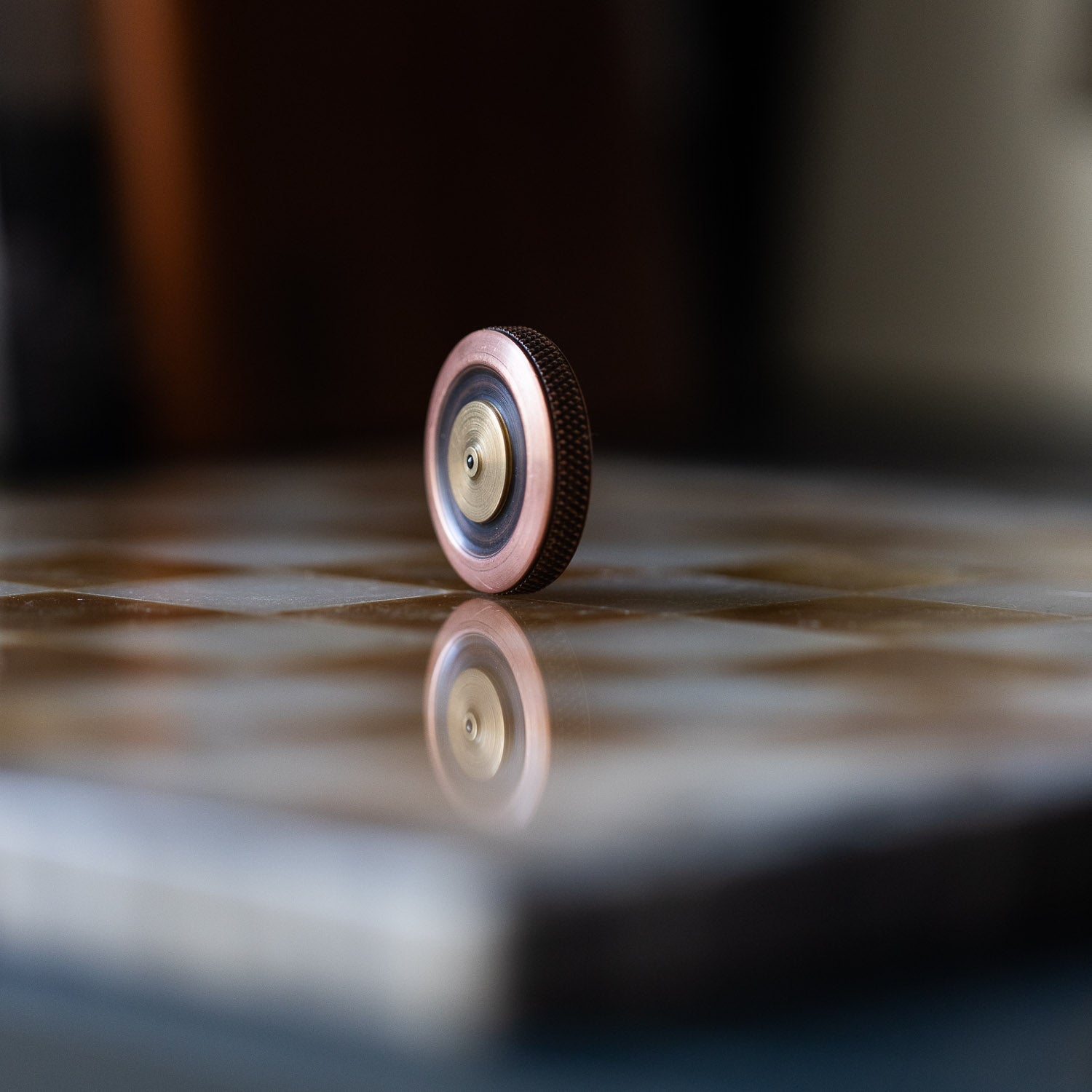 Fiddle Foundry Fiddle Coin - Tellurium Copper & Naval Brass - Spinning Top | Gladfellow