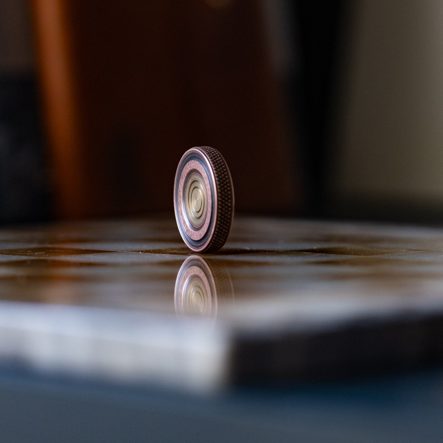 Fiddle Foundry Fiddle Coin - Tellurium Copper & Naval Brass - Spinning Top | Gladfellow