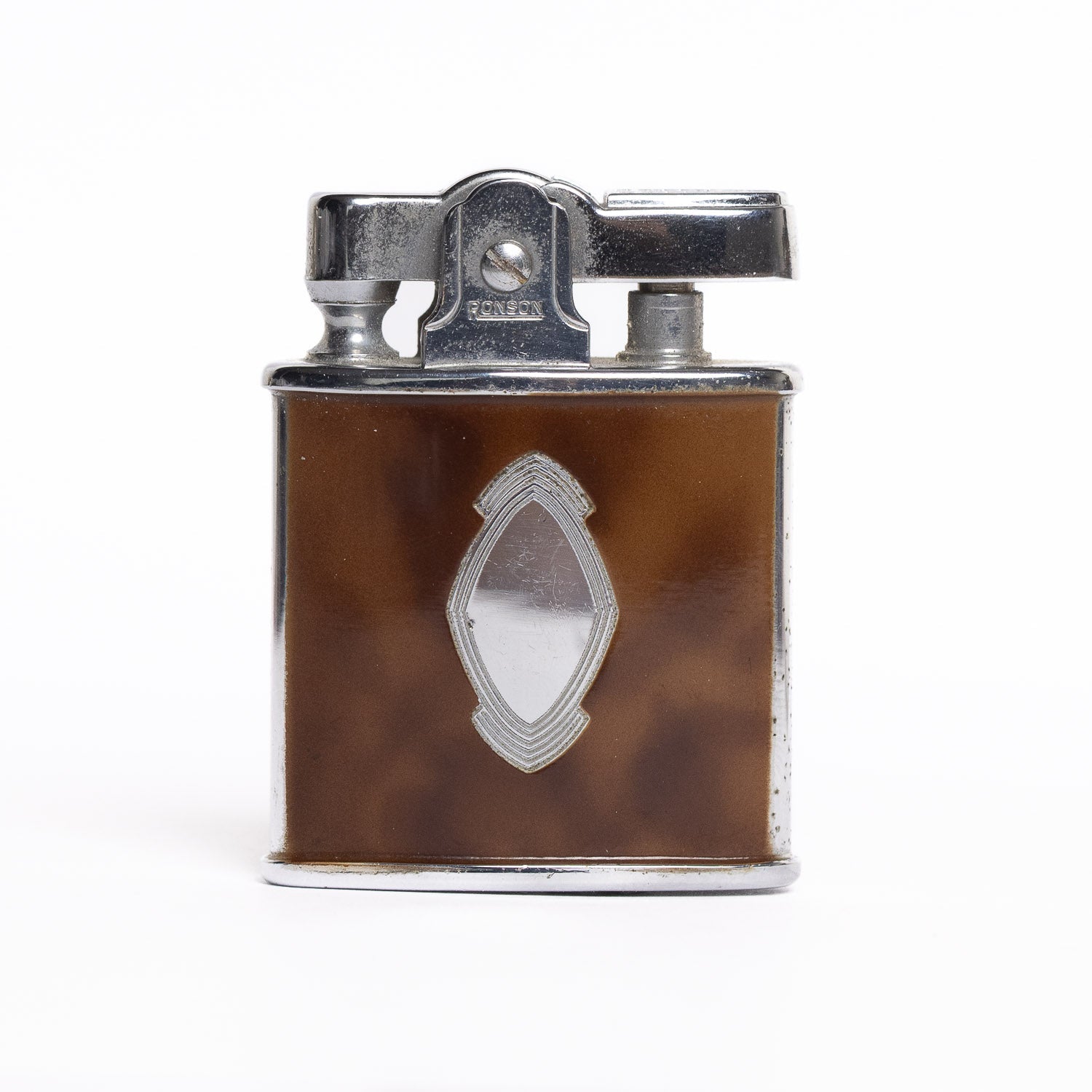 Ronson Princess Vintage Lighter - Brown Leather Enamel - Lighter | Gladfellow