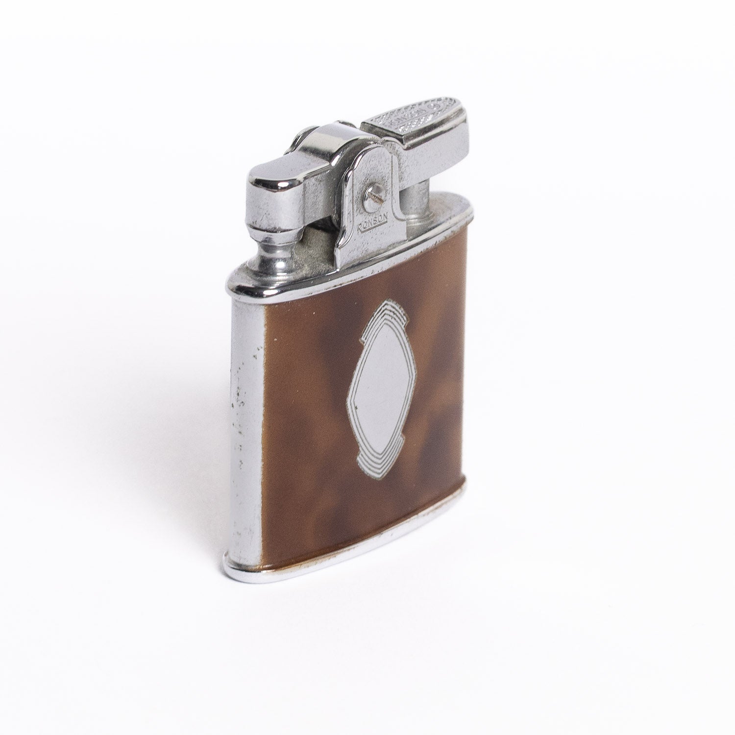 Ronson Princess Vintage Lighter - Brown Leather Enamel - Lighter | Gladfellow