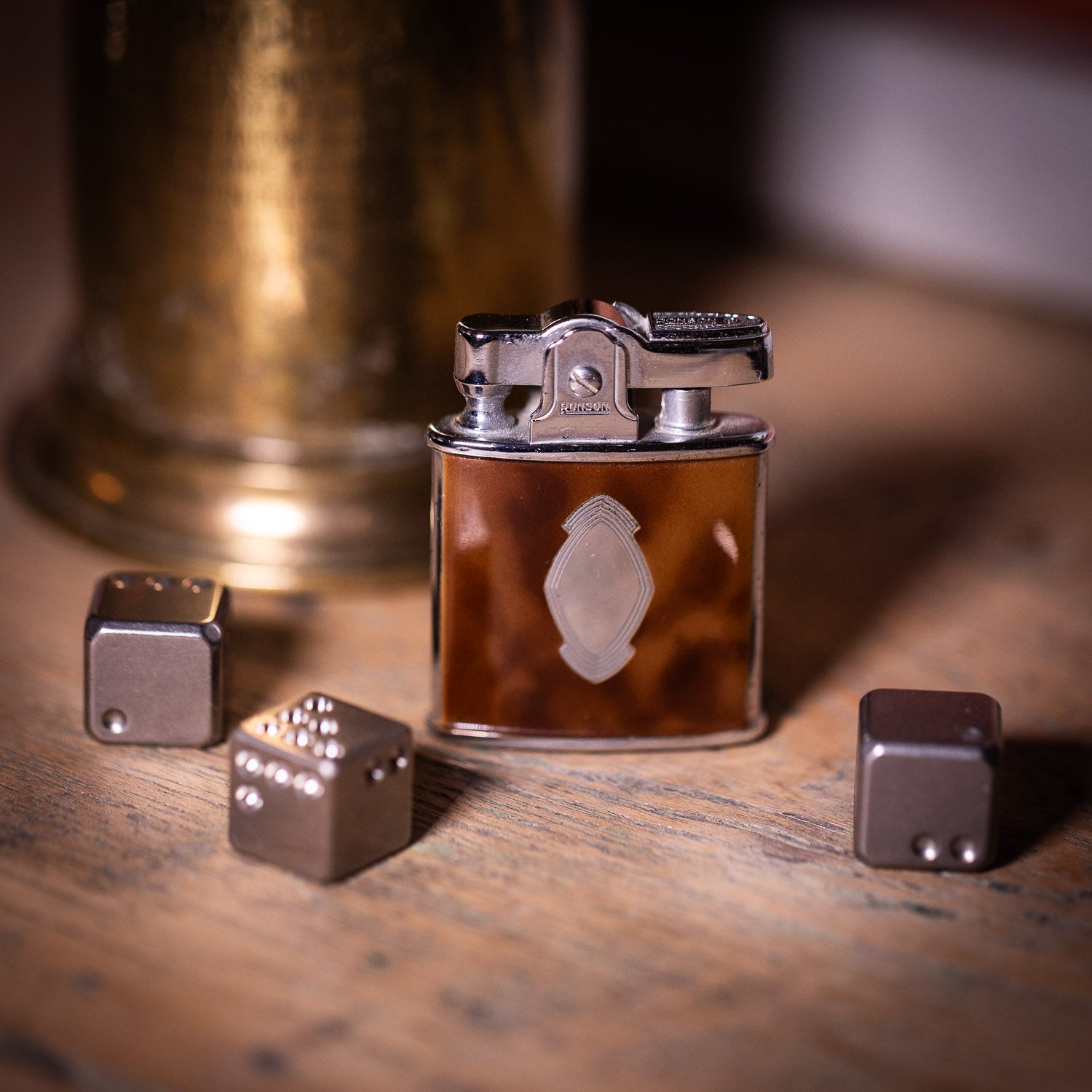 Ronson Princess Vintage Lighter - Brown Leather Enamel - Lighter | Gladfellow