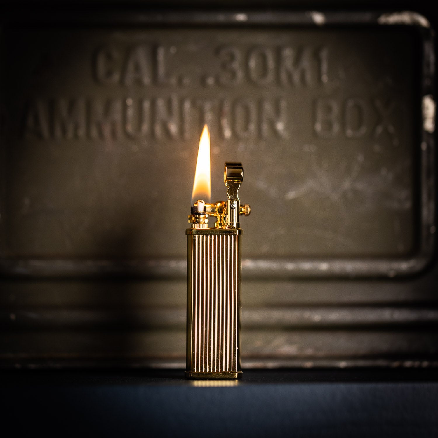 Tsubota Pearl Bolbo Petrol Lighter - Gold Striped - Lighter | Gladfellow