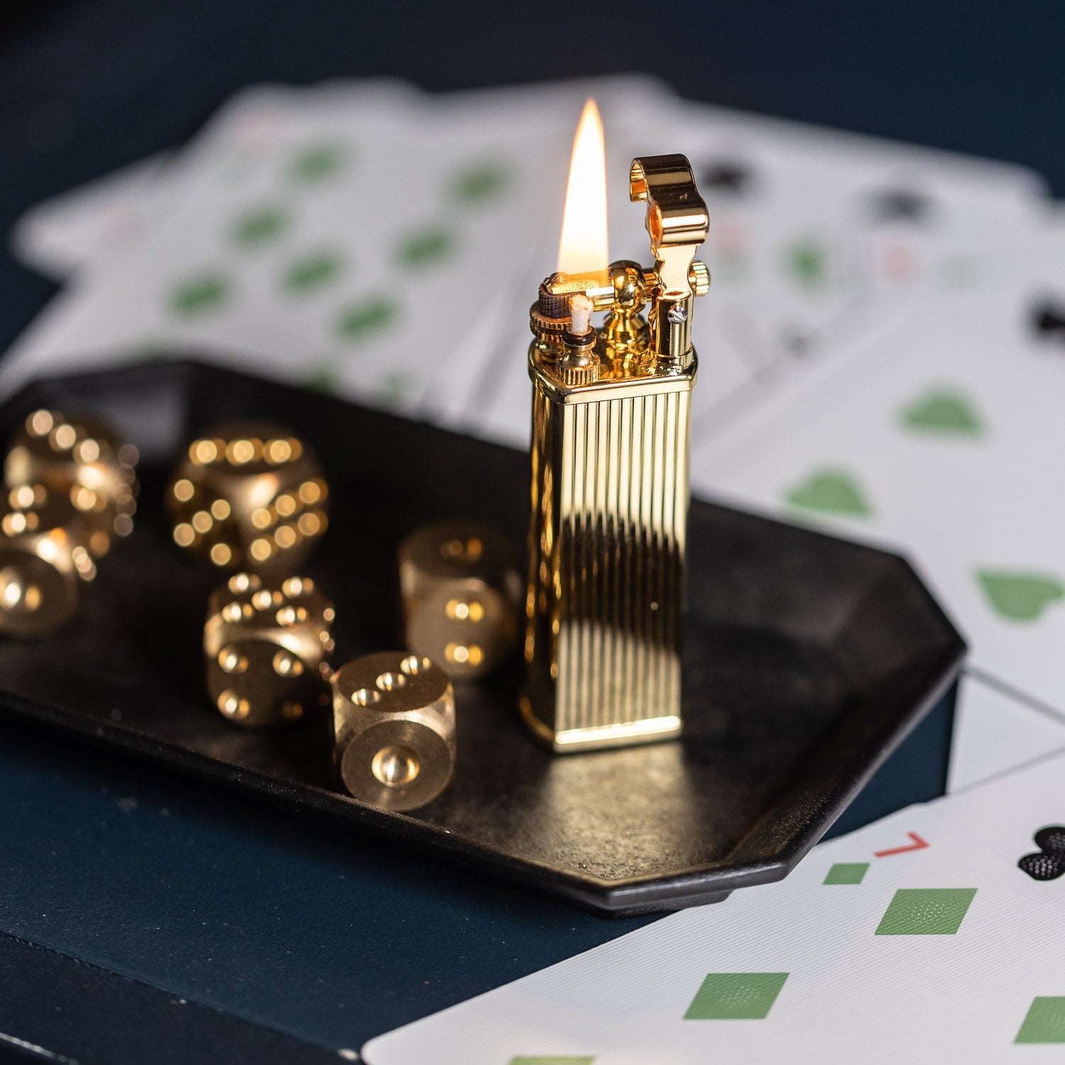 Tsubota Pearl Bolbo Petrol Lighter - Gold Striped - Lighter | Gladfellow