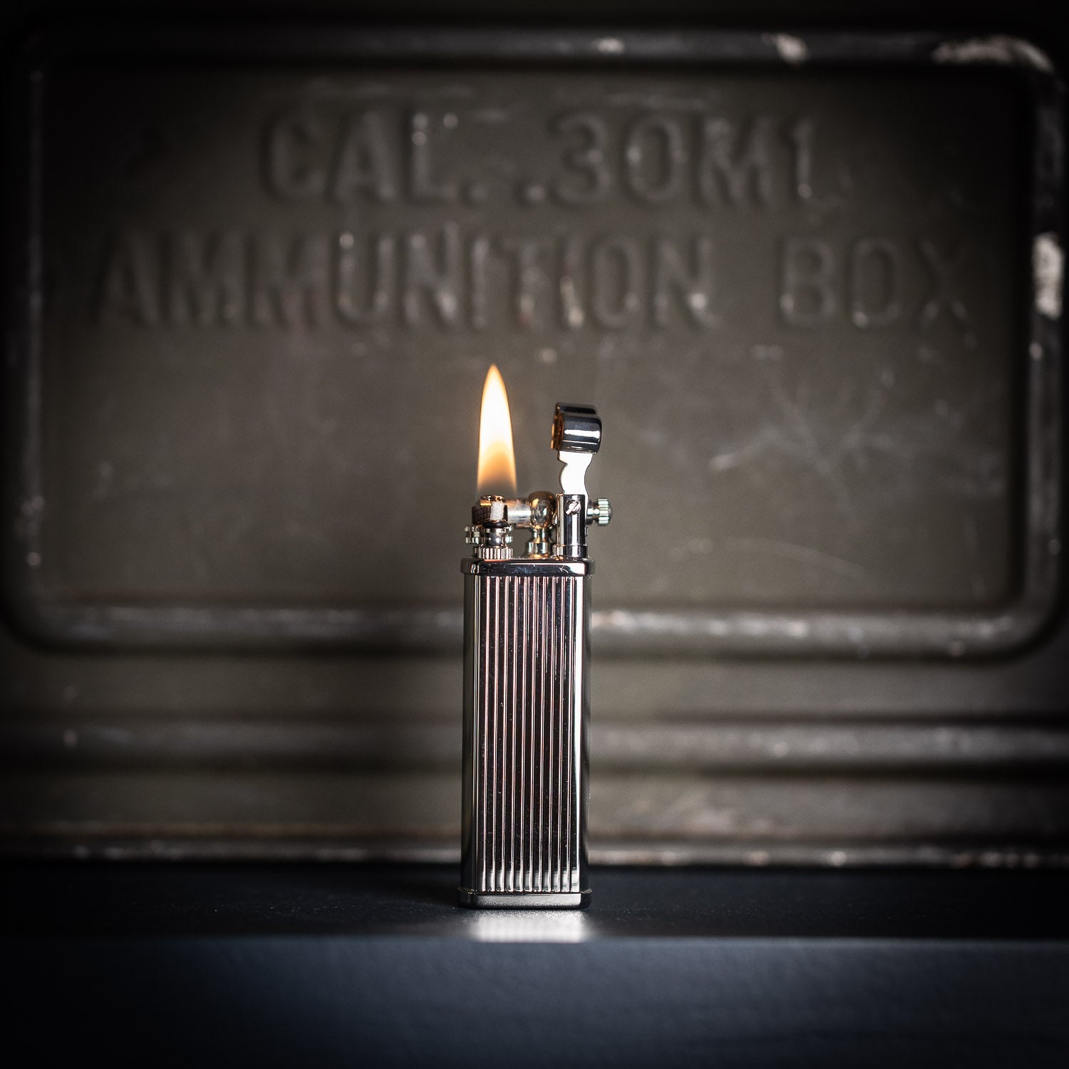 Tsubota Pearl Bolbo Petrol Lighter - Silver Striped - Lighter | Gladfellow