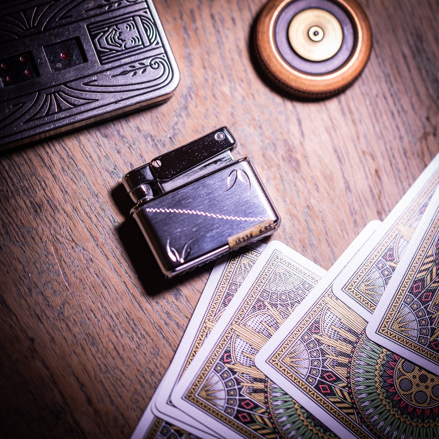 Vintage Kreisler Chrome Lighter – Diagonal Leaf Motif - Lighter | Gladfellow