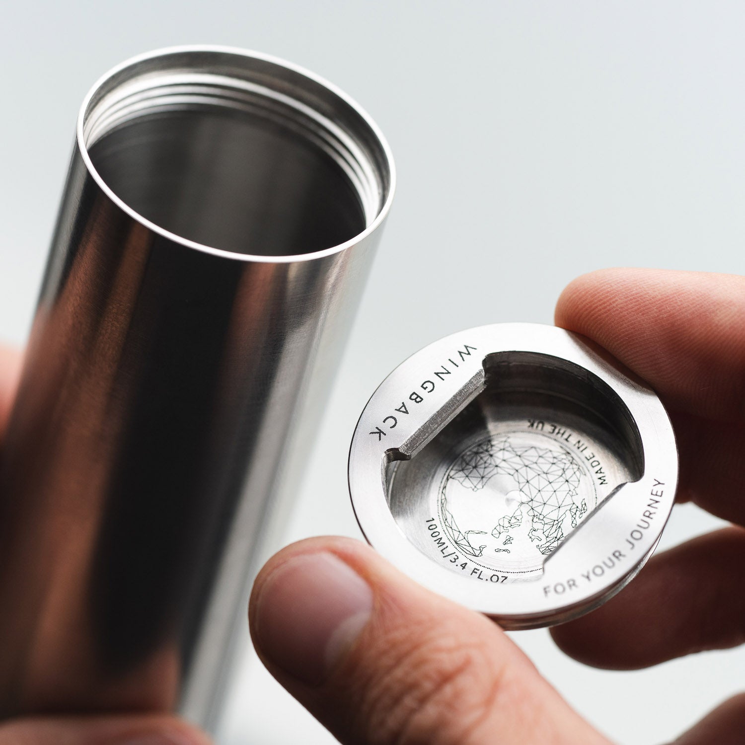 Wingback 100ml Hip Flask - Steel - Flask | Gladfellow