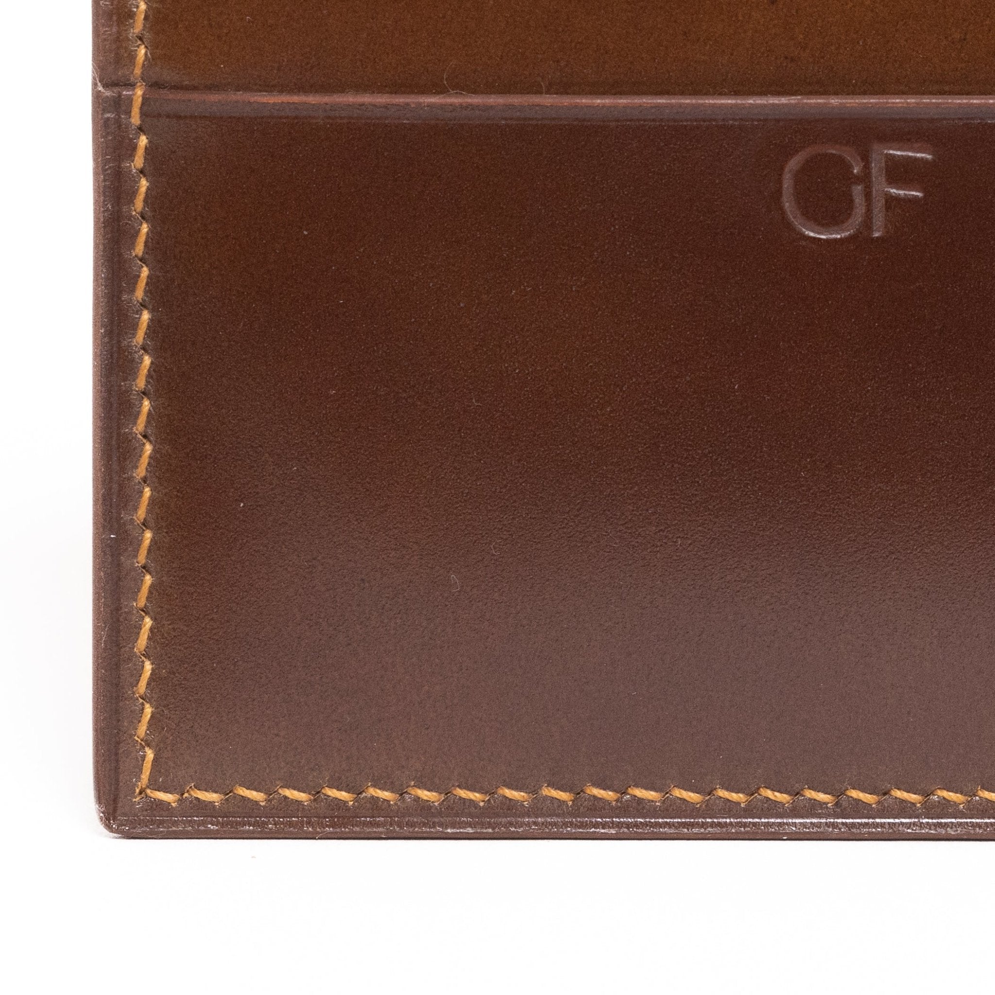 Shell Cordovan & Chèvre Card Wallet - Whiskey & Gold - Wallets | Gladfellow