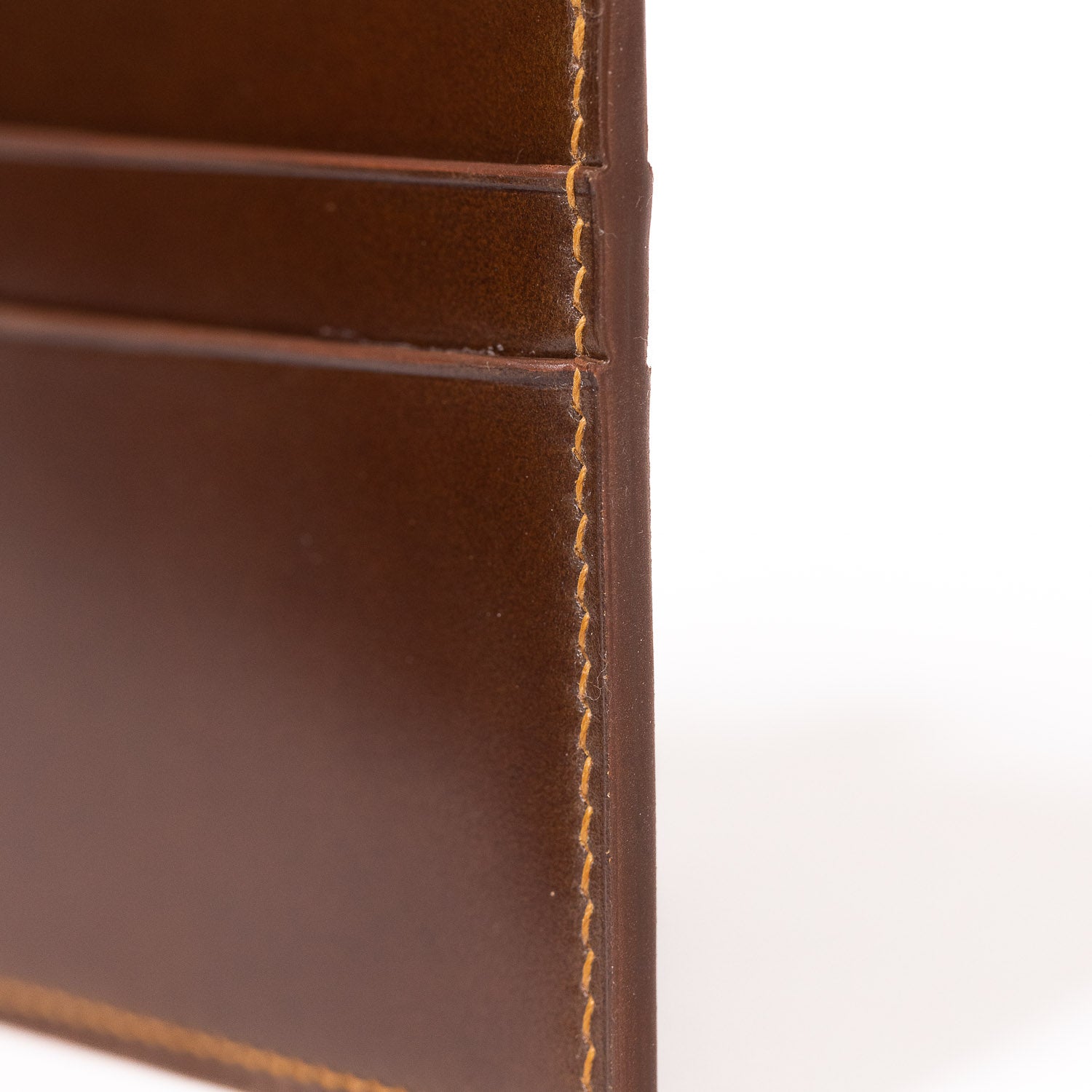 Shell Cordovan & Chèvre Card Wallet - Whiskey & Gold - Wallets | Gladfellow