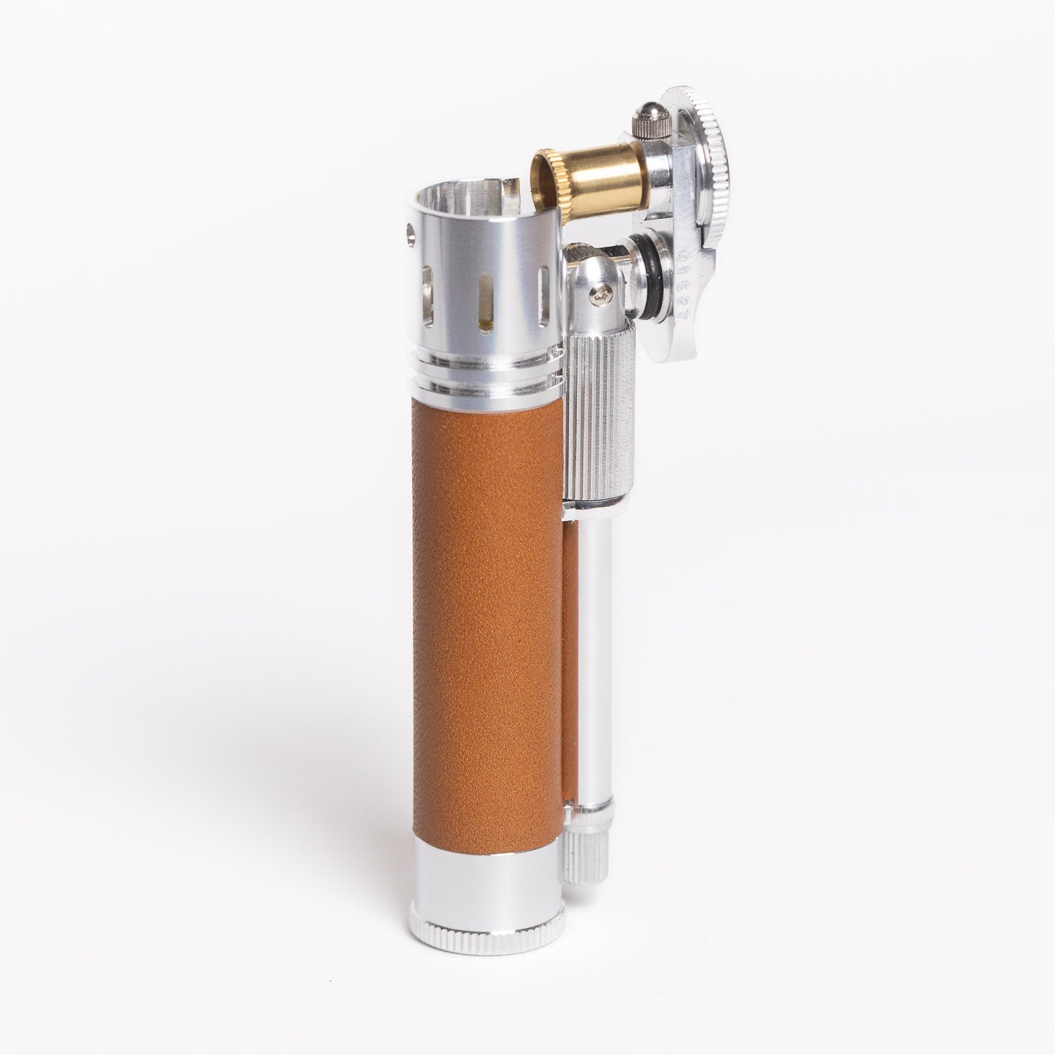 Tokyo Pipe Co Douglass Field S+ Lighter - Duralumin & Brown Leather - Lighter | Gladfellow