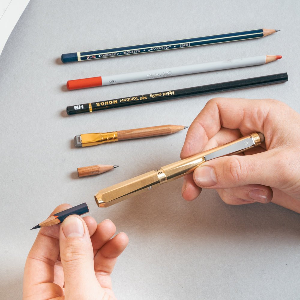Makers Cabinet Solid Brass Pencil Holder - Ferrule - Pencil Extender | Gladfellow