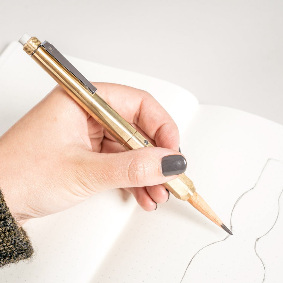 Makers Cabinet Solid Brass Pencil Holder - Ferrule - Pencil Extender | Gladfellow