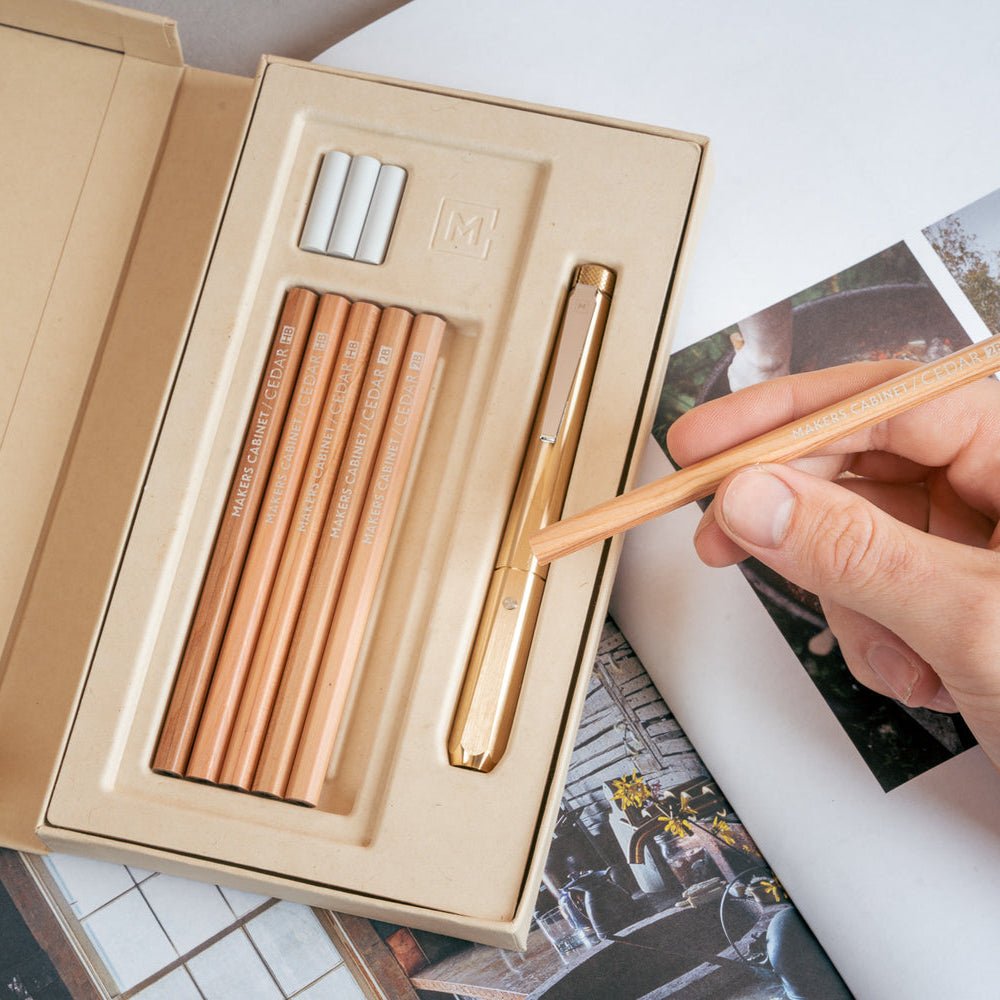 Makers Cabinet Solid Brass Pencil Holder - Ferrule - Pencil Extender | Gladfellow