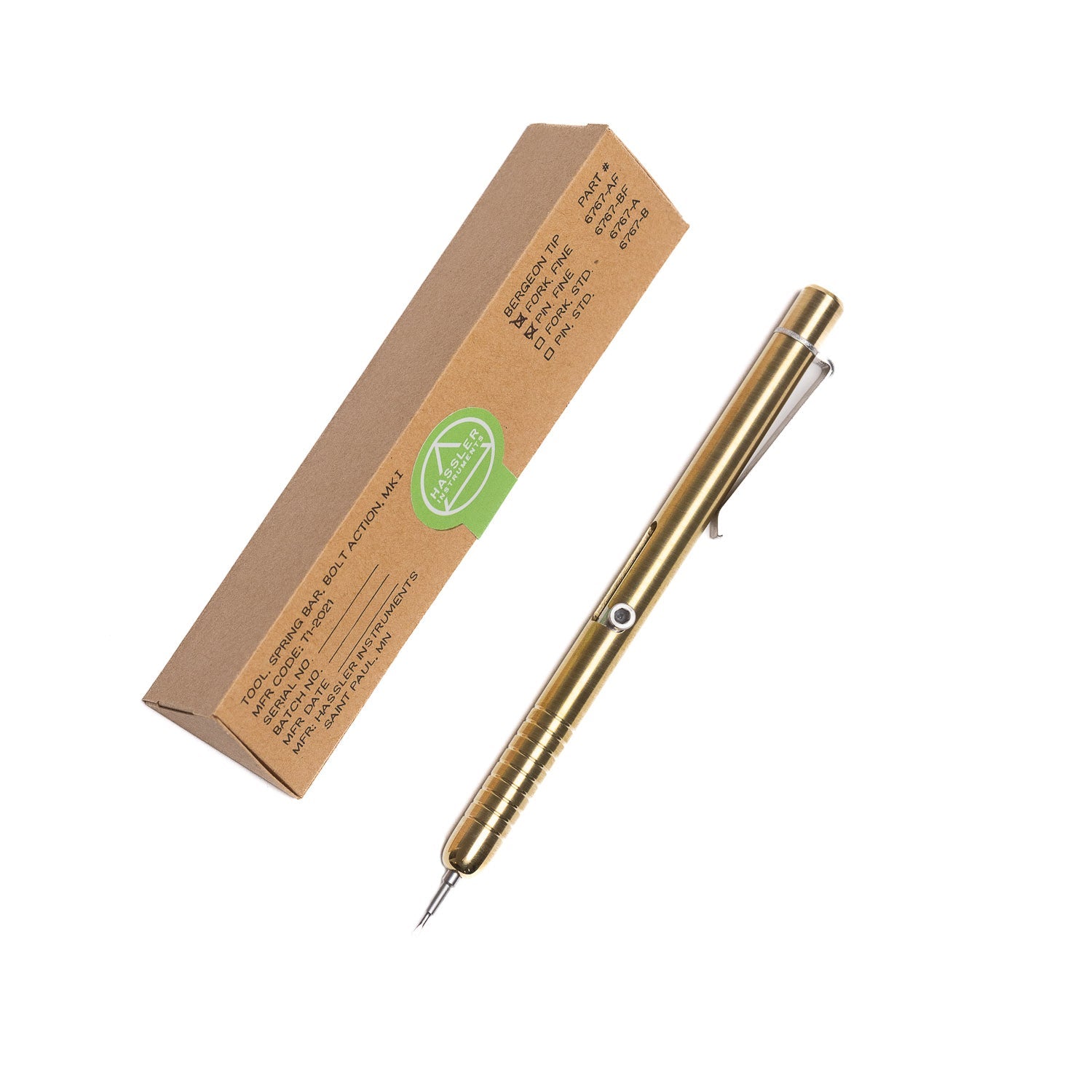 HASSLER INSTRUMENTS Bolt Action Spring Bar Tool - Brass - Gladfellow Edition - Spring Bar Tool | Gladfellow