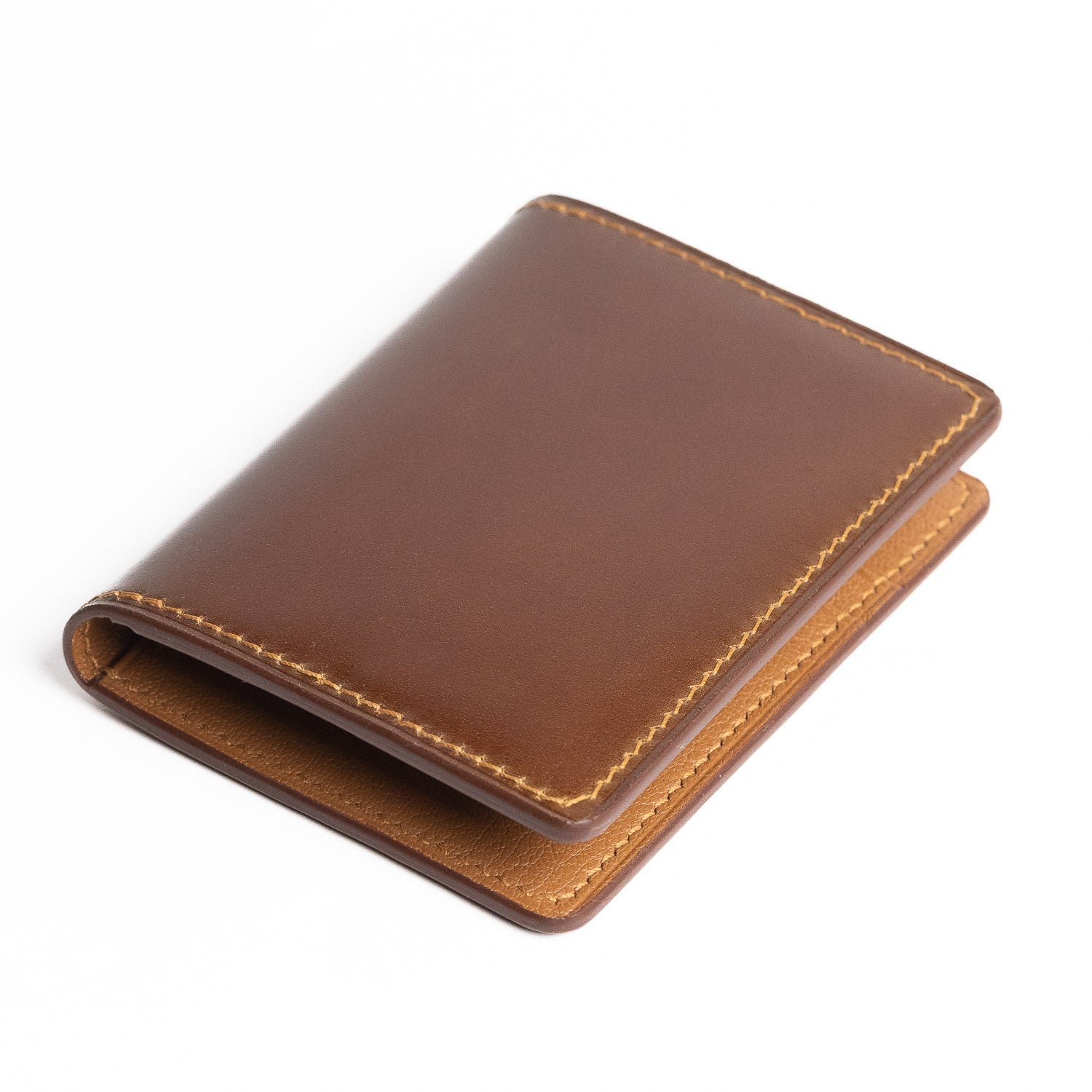 Shell Cordovan & Chèvre Bifold Wallet - Cognac & Gold - Wallets | Gladfellow