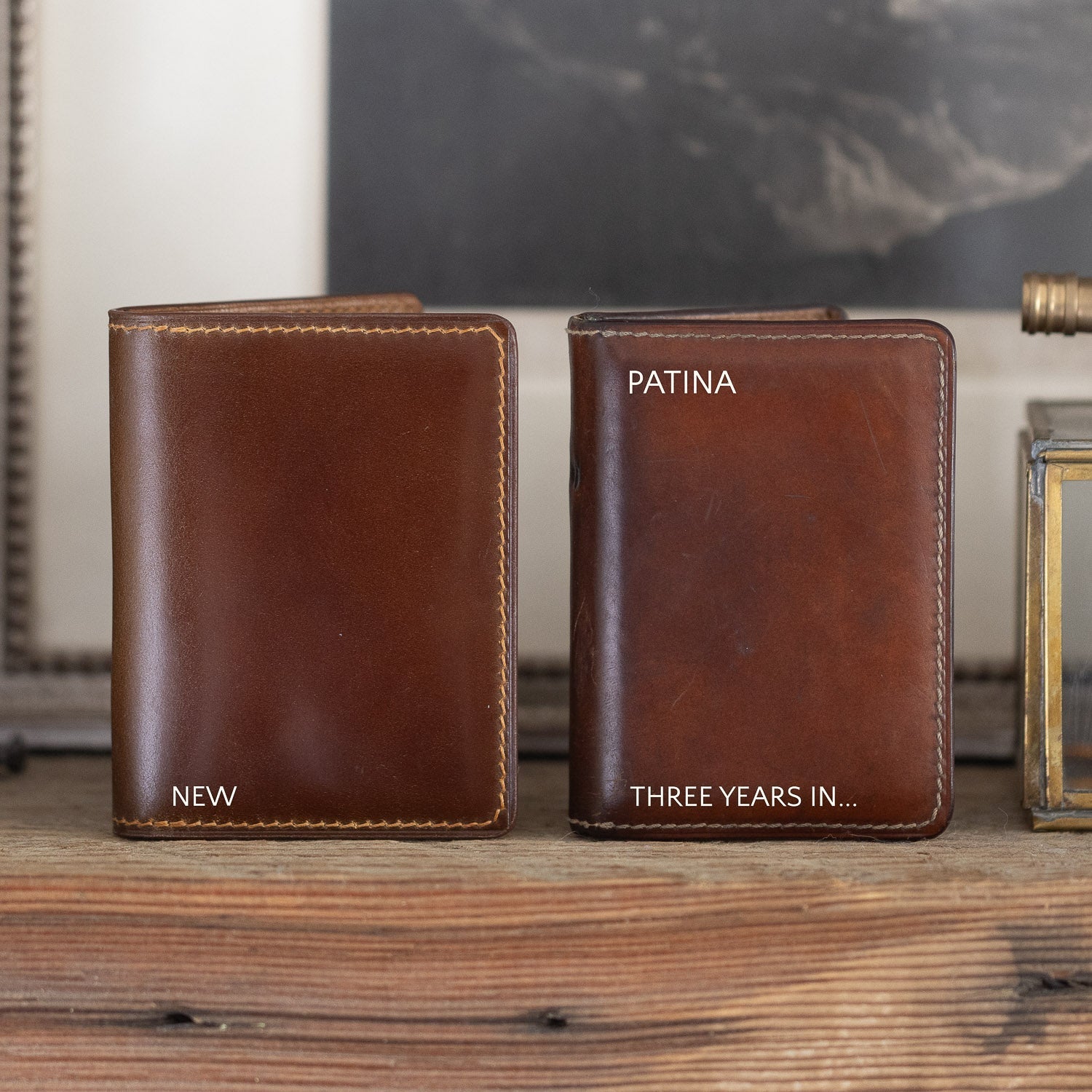 Shell Cordovan & Chèvre Bifold Wallet - Cognac & Gold - Wallets | Gladfellow