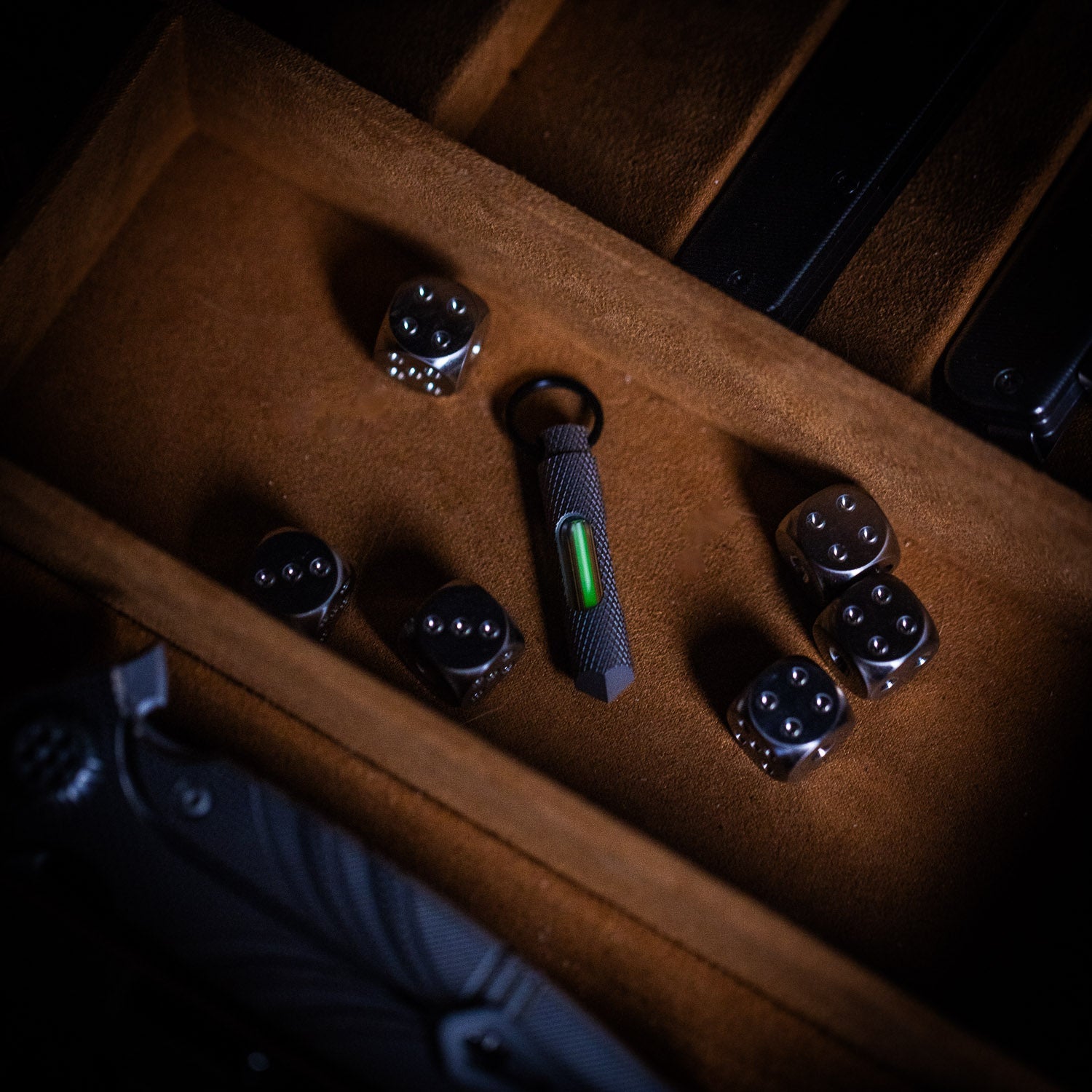 Glow Rhino Knurled Edition Glow Fob - Titanium - Key Fob | Gladfellow