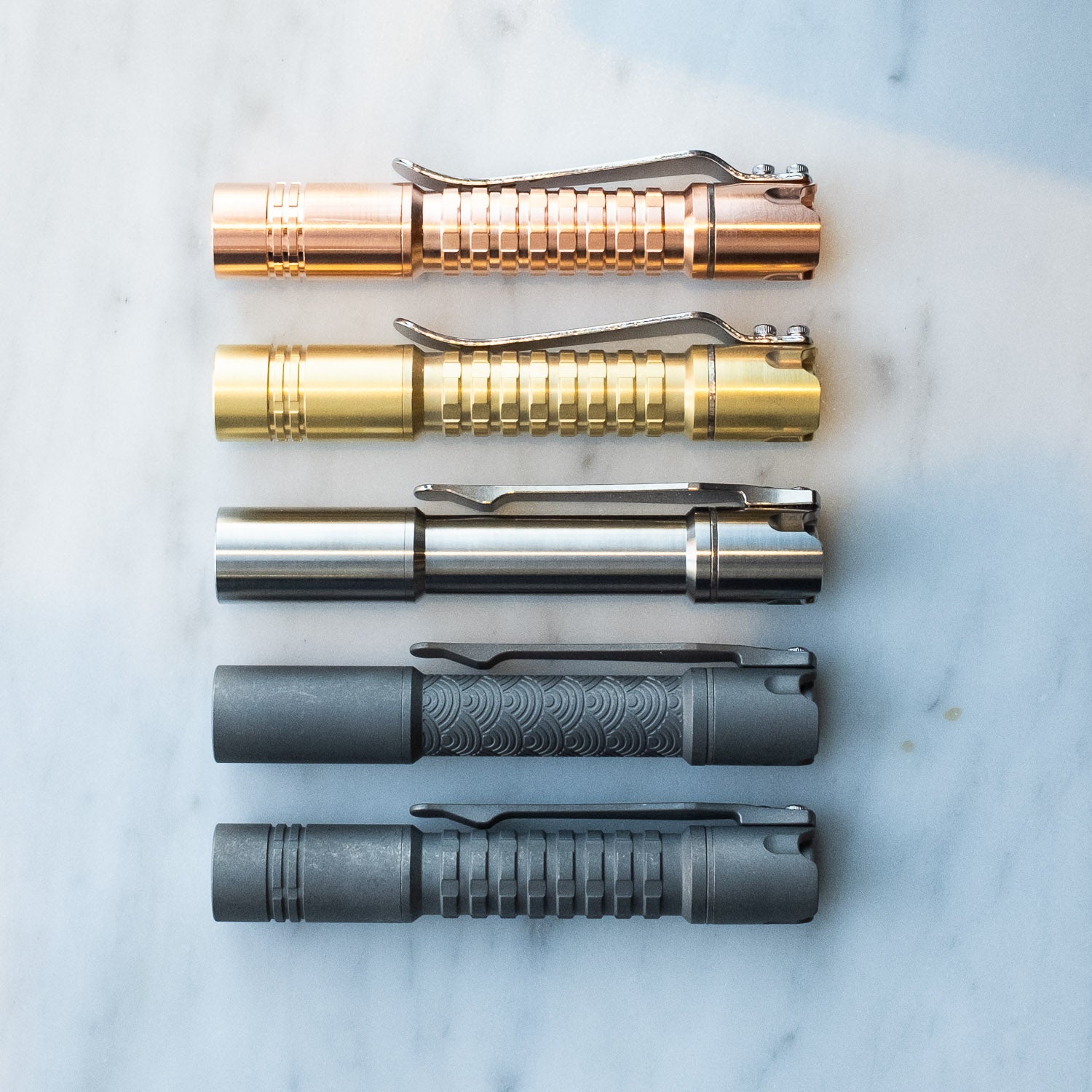 ReyLight Pineapple Mini Flashlight MKII - Seigaiha Stonewashed Titanium - Gladfellow