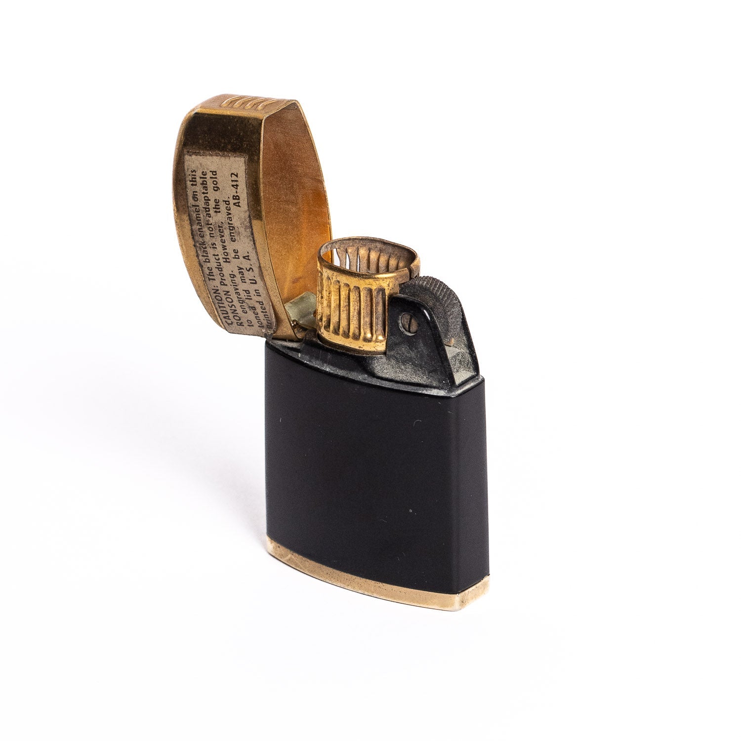 Vintage Ronson Windlite Lighter - Black & Gold - Gladfellow